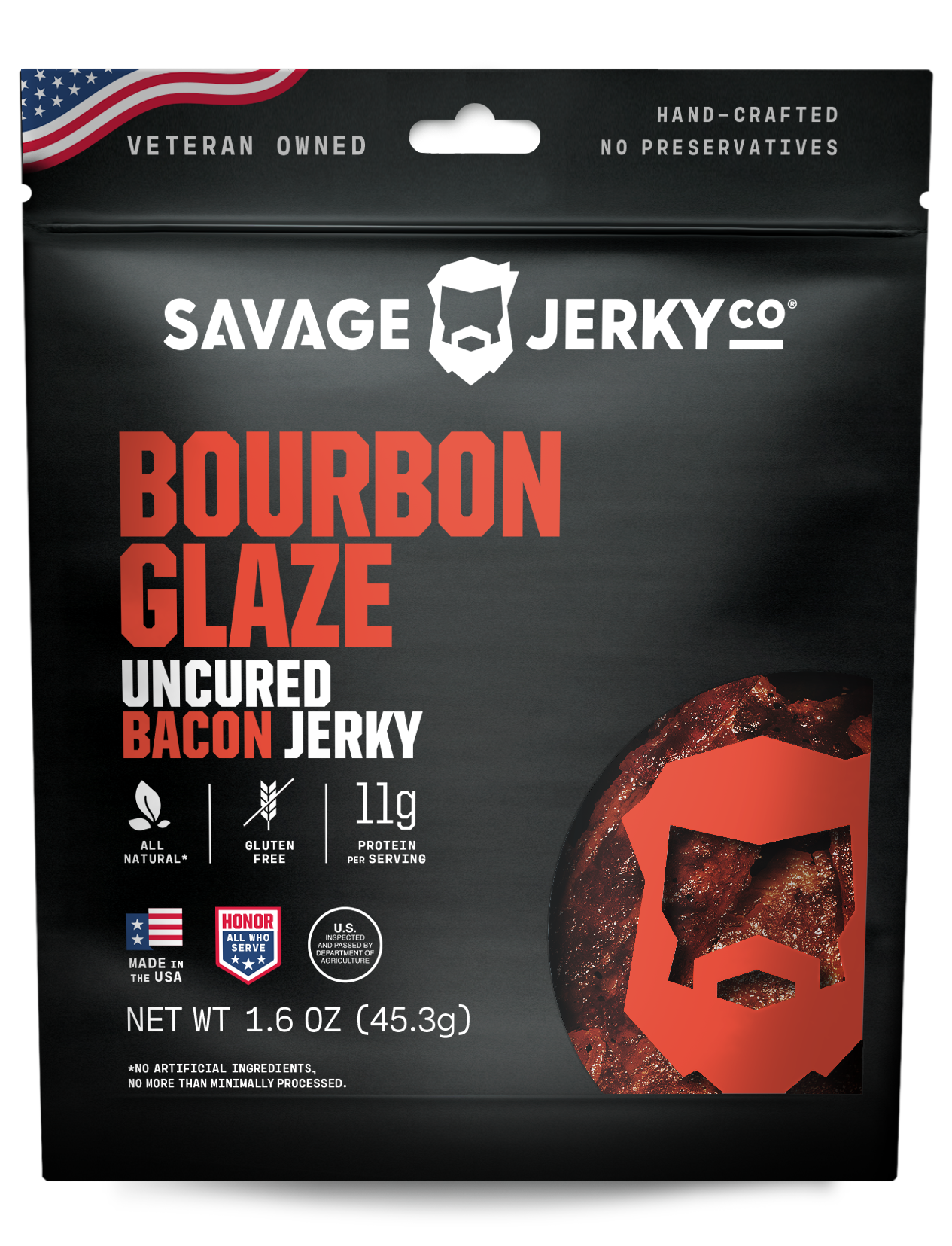 bourbon glaze bacon jerky package front